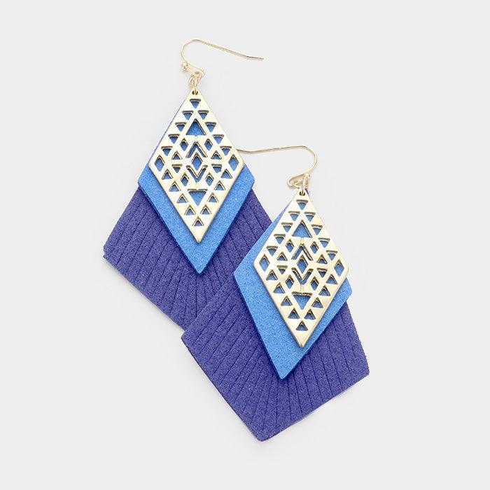 Gold Layered Cut Leather Metal Filigree Earrings - Jewelry Store by Erik Rayo
