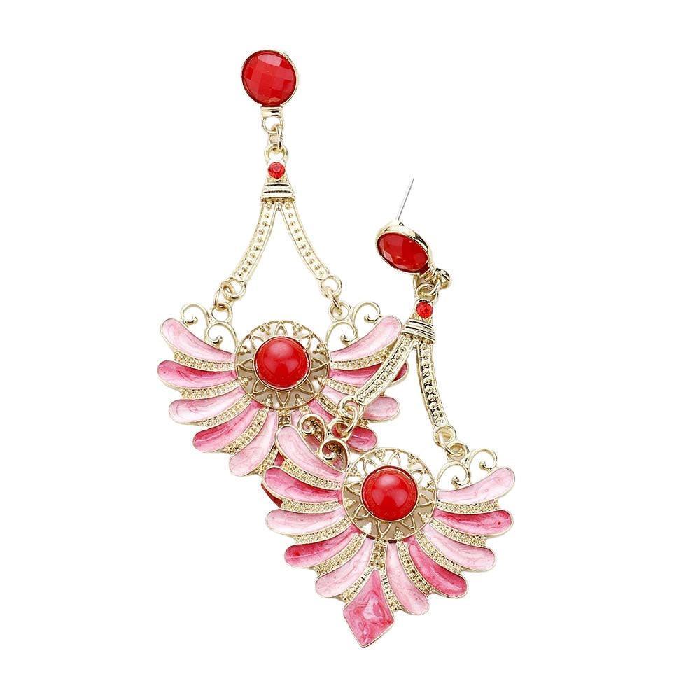 Red Embellished Resin Halcyon Dangle Earrings - Jewelry Store by Erik Rayo