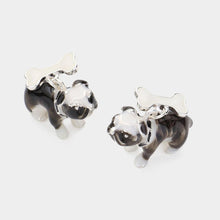 Load image into Gallery viewer, White Enamel Dog Dangle Earrings
