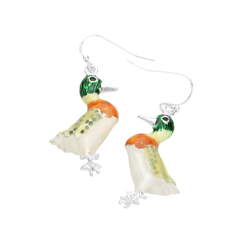 3D Mallard Duck Dangle Earrings - Jewelry Store by Erik Rayo