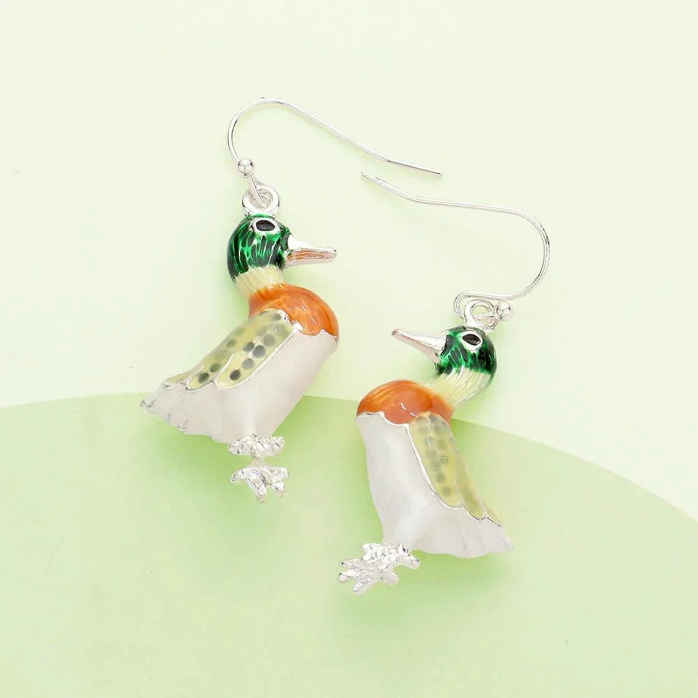 3D Mallard Duck Dangle Earrings - Jewelry Store by Erik Rayo