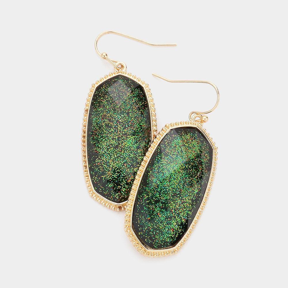 Black Glittered Hexagon Dangle Earrings - Jewelry Store by Erik Rayo