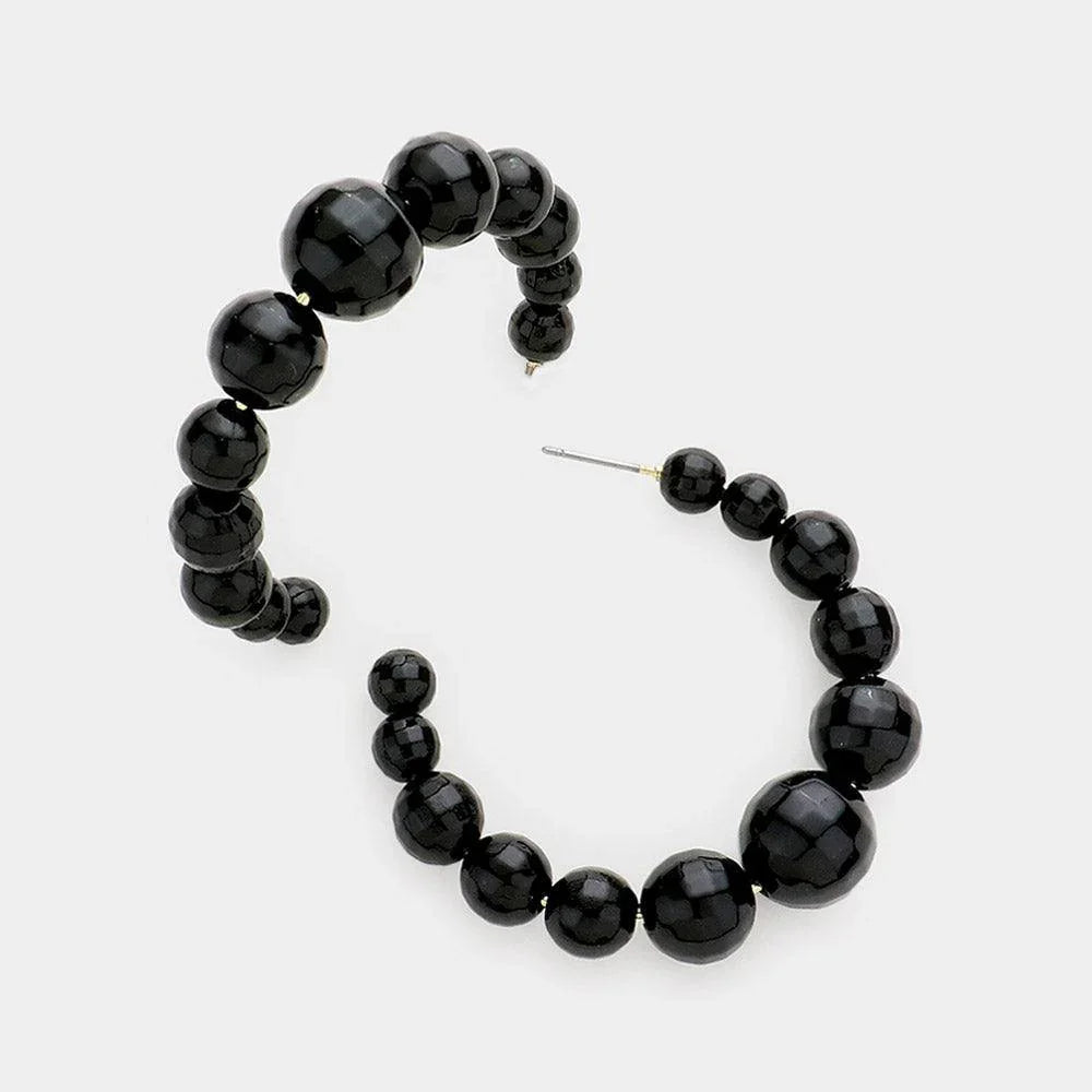 Black Disco Ball Cluster Hoop Earrings - Jewelry Store by Erik Rayo