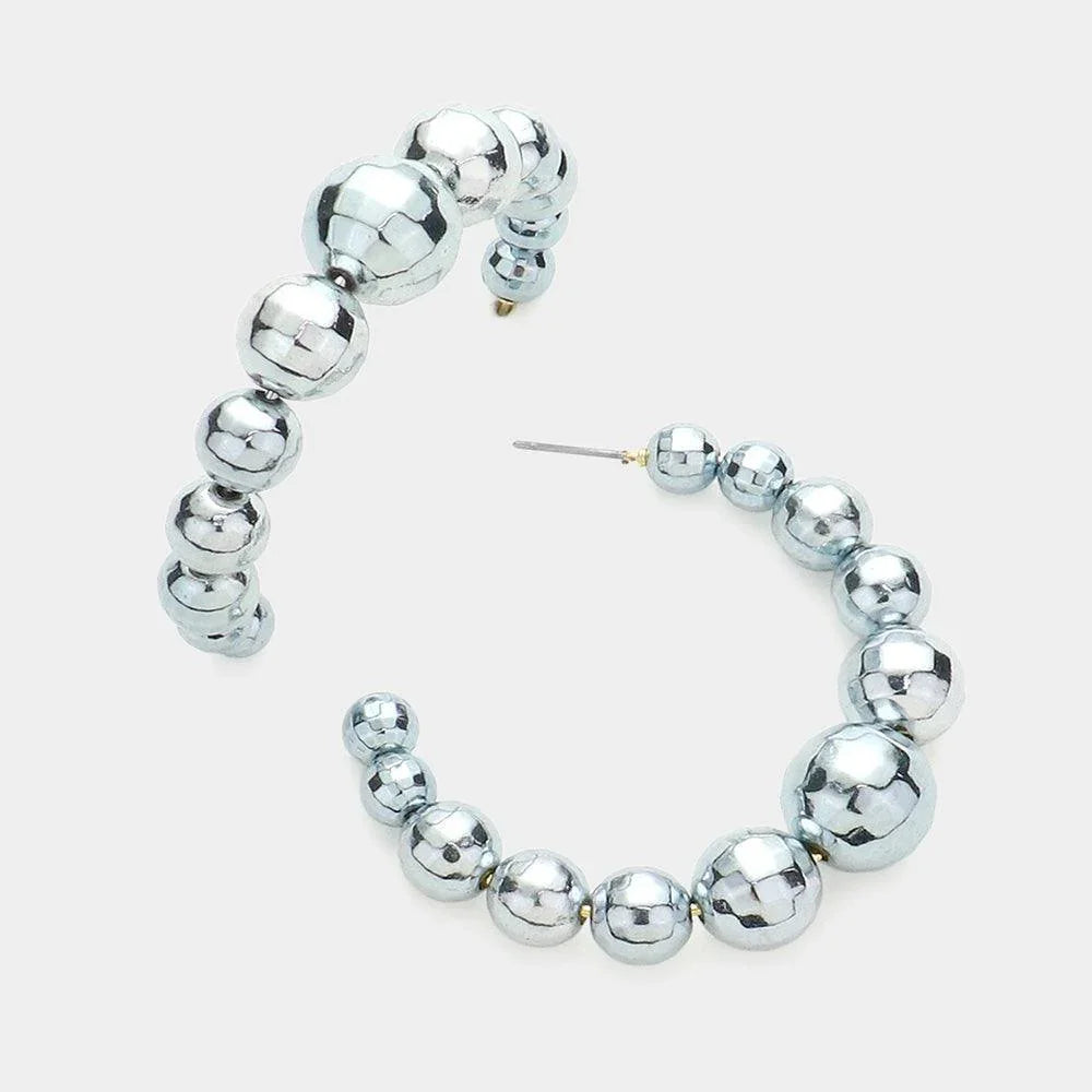 Gray Disco Ball Cluster Hoop Earrings - Jewelry Store by Erik Rayo