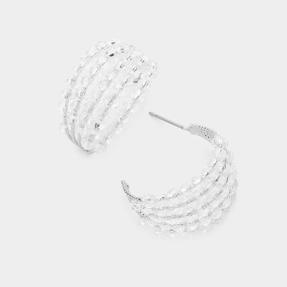 Lucite Bead Embellished Brass Metal Split Hoop Earrings - Jewelry Store by Erik Rayo