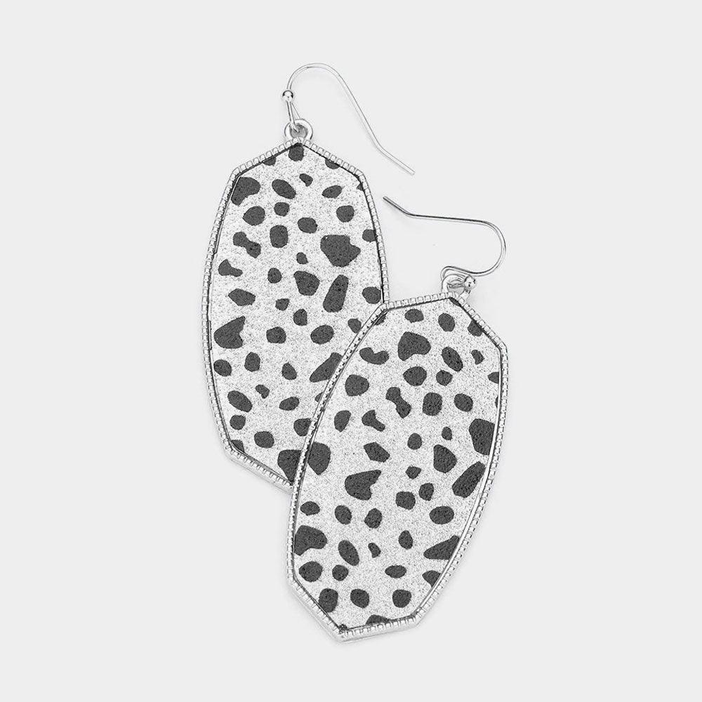 Cheetah Patterned Glittered Hexagon Dangle Earrings - Jewelry Store by Erik Rayo
