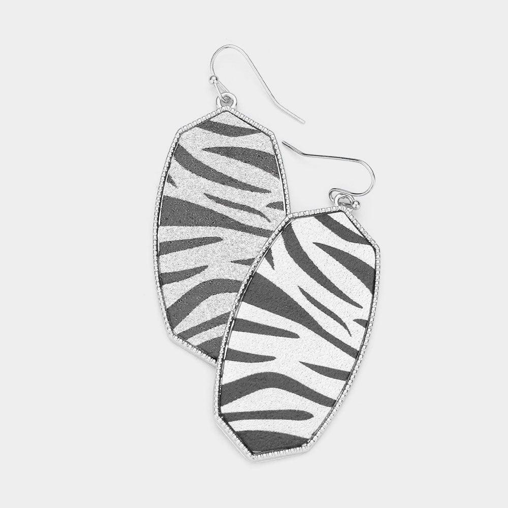Tiger Patterned Glittered Hexagon Dangle Earrings - Jewelry Store by Erik Rayo