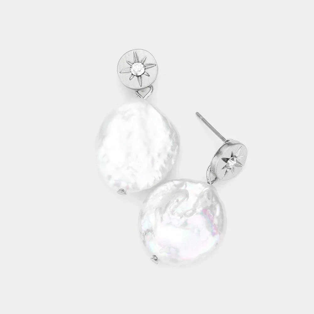 Silver Freshwater Pearl Dangle Earrings - Jewelry Store by Erik Rayo