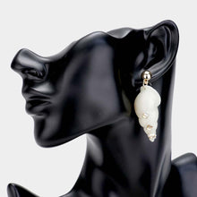 Load image into Gallery viewer, White Rhinestone Shell Dangle Earrings
