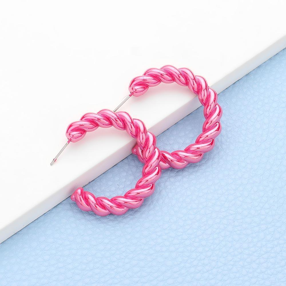 Fuchsia Twisted Colored Hoop Earrings - Jewelry Store by Erik Rayo