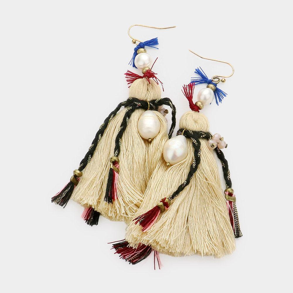 Boho Fresh Water Pearl Tassel Earrings - Jewelry Store by Erik Rayo