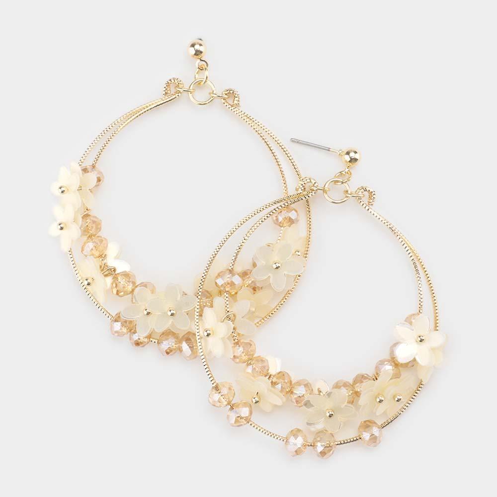 Layered Double Metal Open Hoop Flower Cluster Earrings - Jewelry Store by Erik Rayo