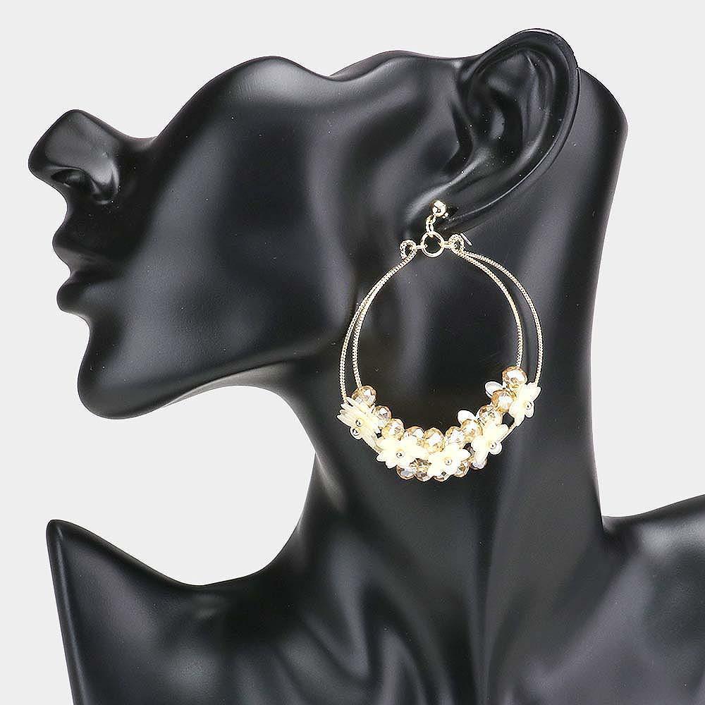 Layered Double Metal Open Hoop Flower Cluster Earrings - Jewelry Store by Erik Rayo