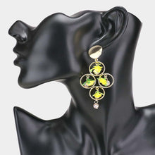 Load image into Gallery viewer, Yellow Metal Open Circle Flower Dangle Earrings
