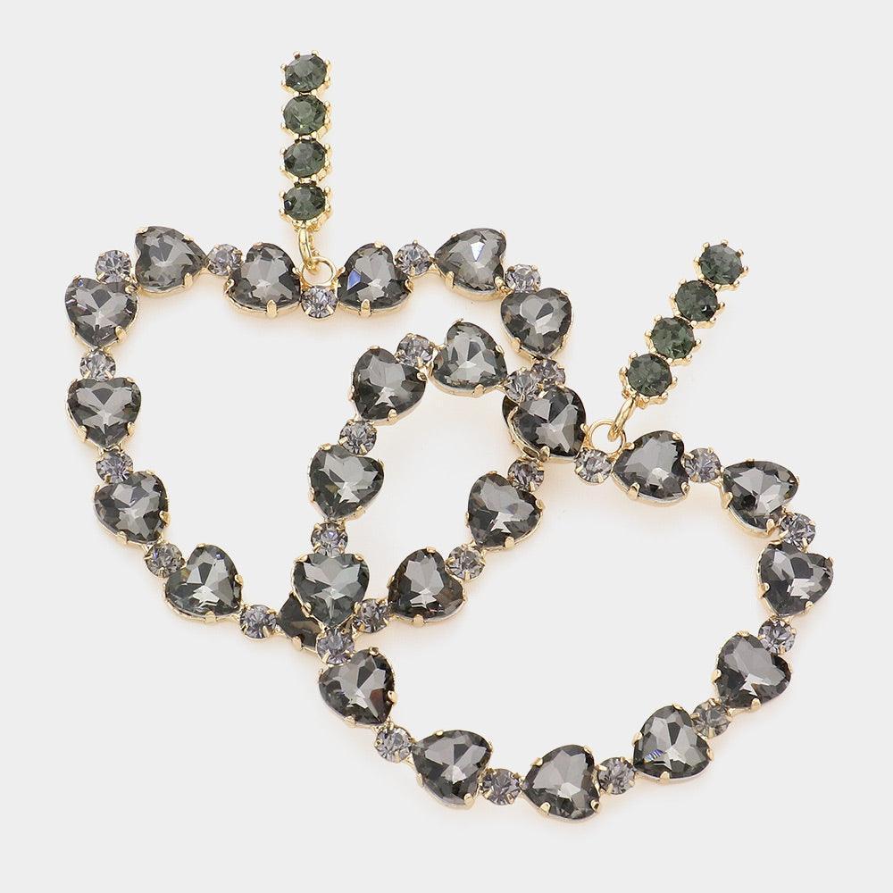 Black Heart Stone Cluster Dangle Earrings - Jewelry Store by Erik Rayo