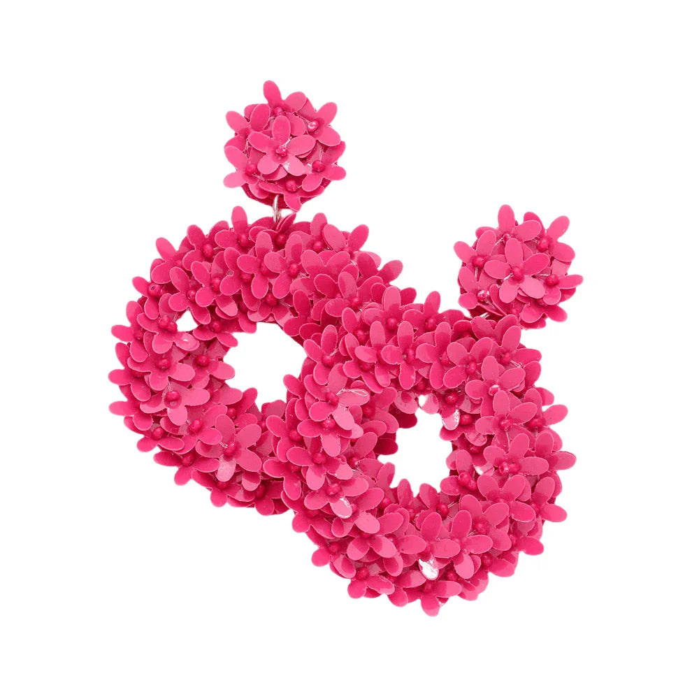 Fuchsia Flower Wretch Dangle Earrings - Jewelry Store by Erik Rayo