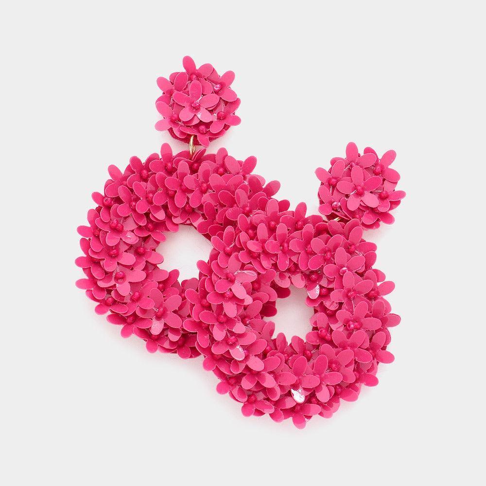 Fuchsia Flower Wretch Dangle Earrings - Jewelry Store by Erik Rayo