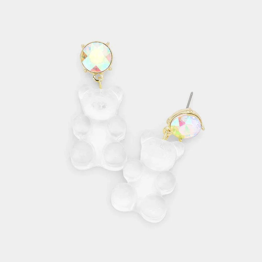 Clear Gummy Bear Dangle Earrings - Jewelry Store by Erik Rayo