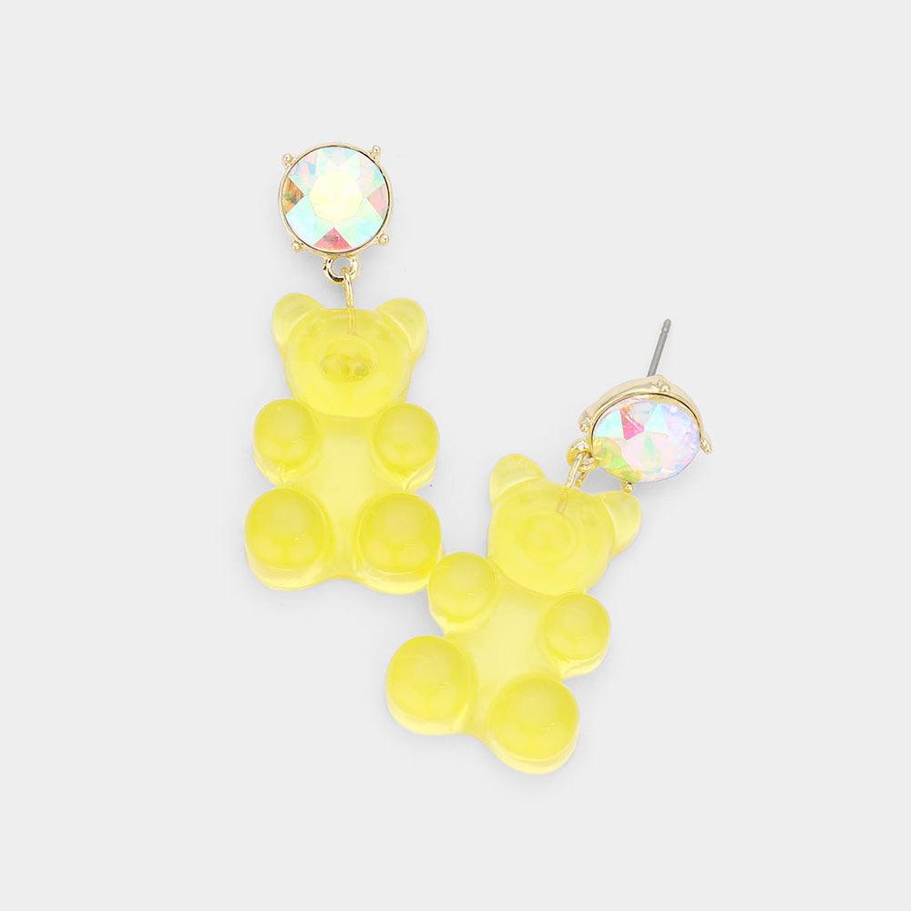 Yellow Gummy Bear Dangle Earrings