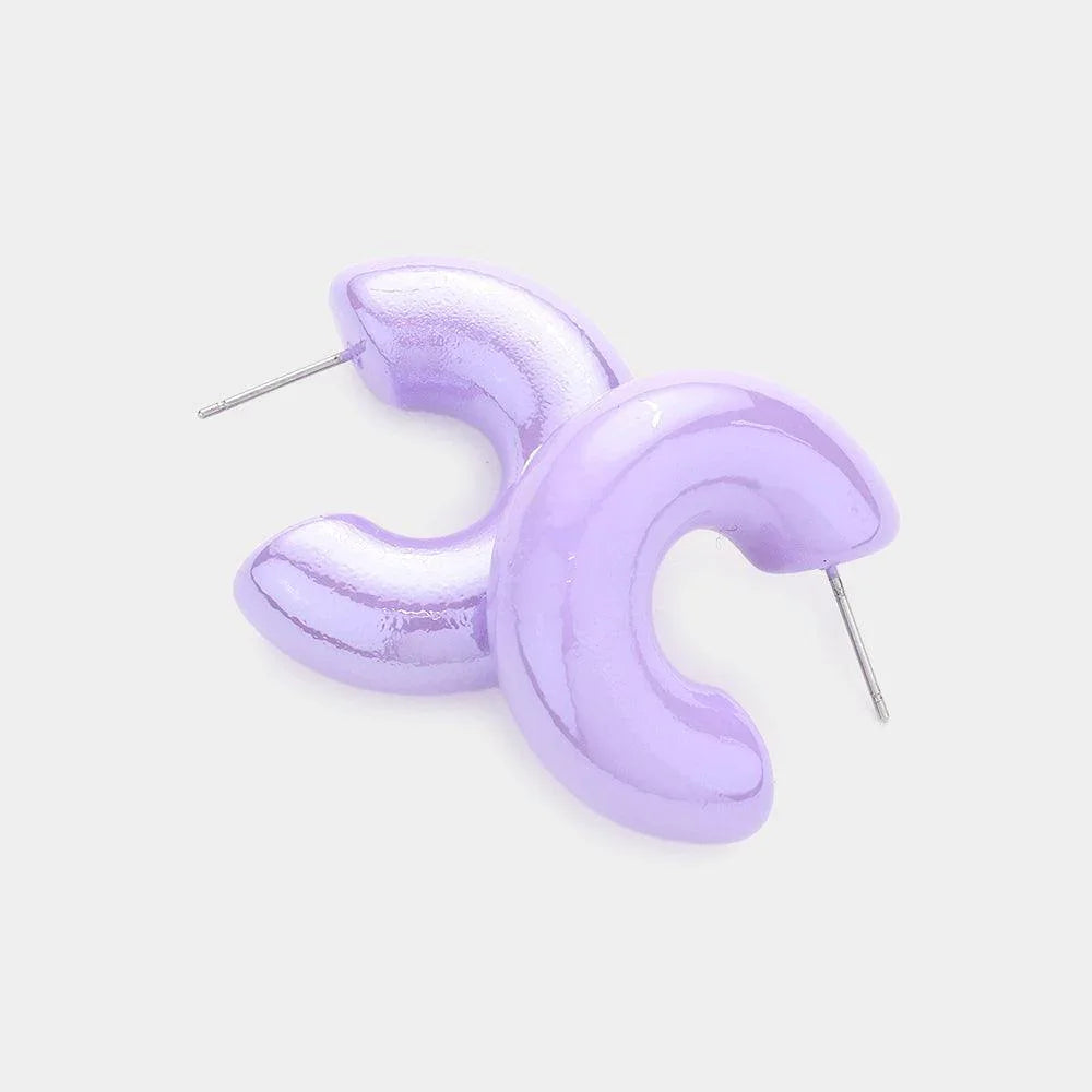 Lavender Hologram 1.2 Inch Hoop Earrings - Jewelry Store by Erik Rayo