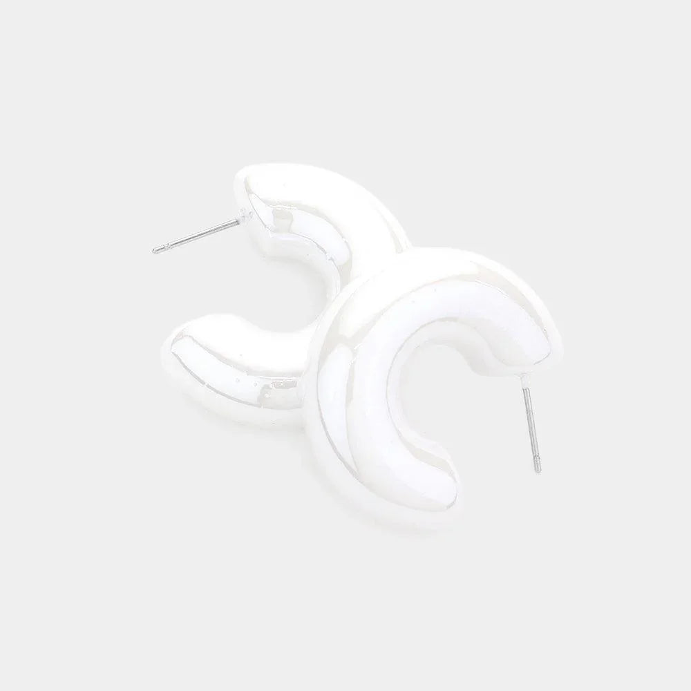 White Hologram 1.2 Inch Hoop Earrings - Jewelry Store by Erik Rayo