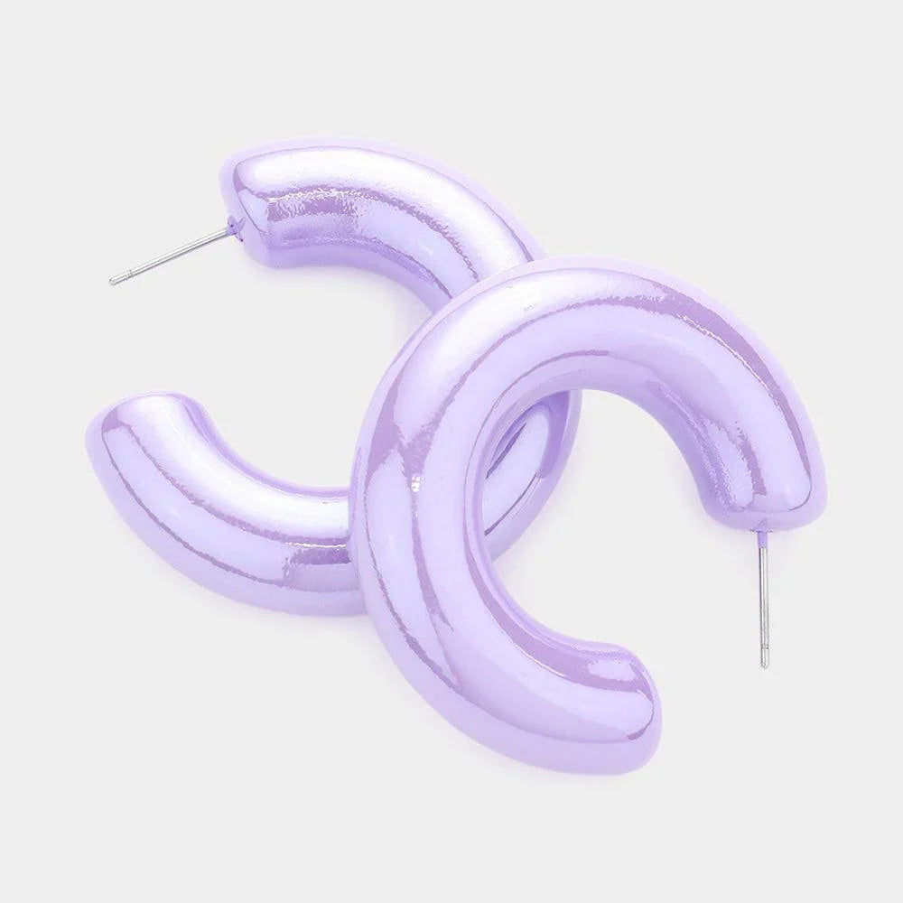 Lavender Hologram 1.5 Inch Hoop Earrings - Jewelry Store by Erik Rayo