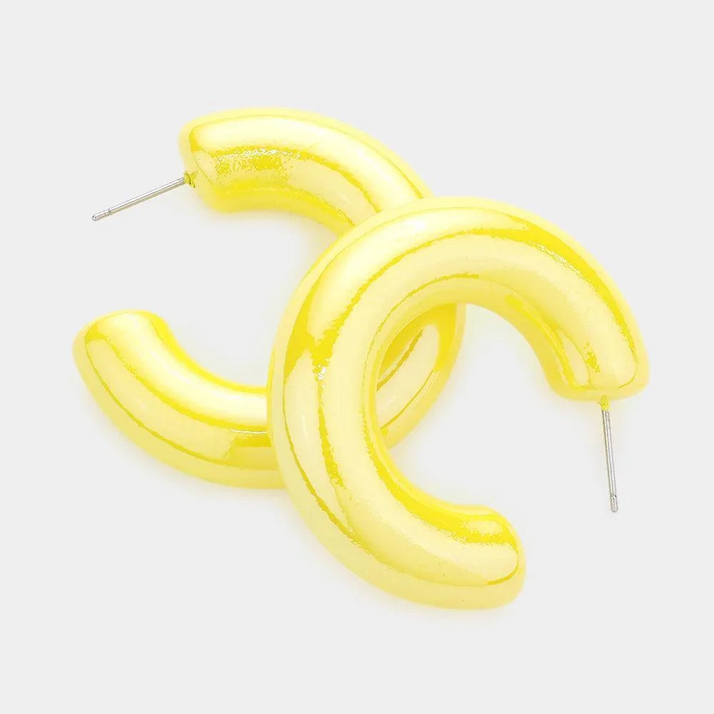 Yellow Hologram 1.5 Inch Hoop Earrings - Jewelry Store by Erik Rayo