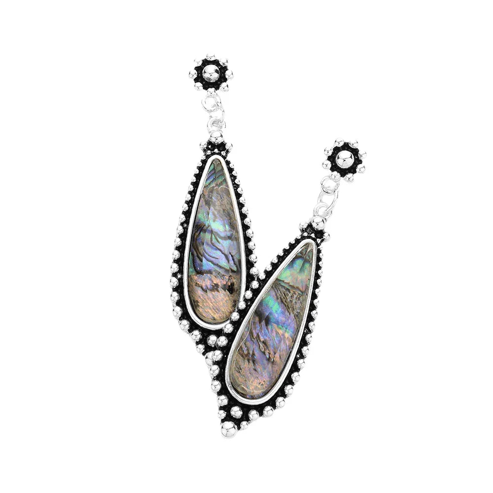 Bubble Trimmed Abalone Teardrop Dangle Earrings - Jewelry Store by Erik Rayo