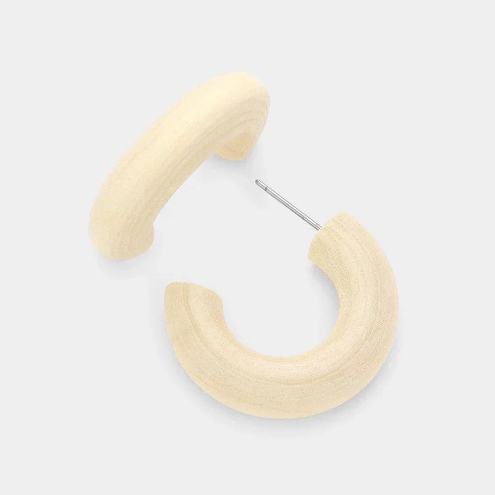 Ivory Wood Hoop Earrings - Jewelry Store by Erik Rayo