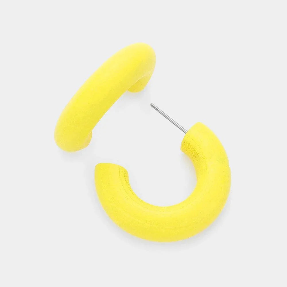 Yellow Wood Hoop Earrings - Jewelry Store by Erik Rayo