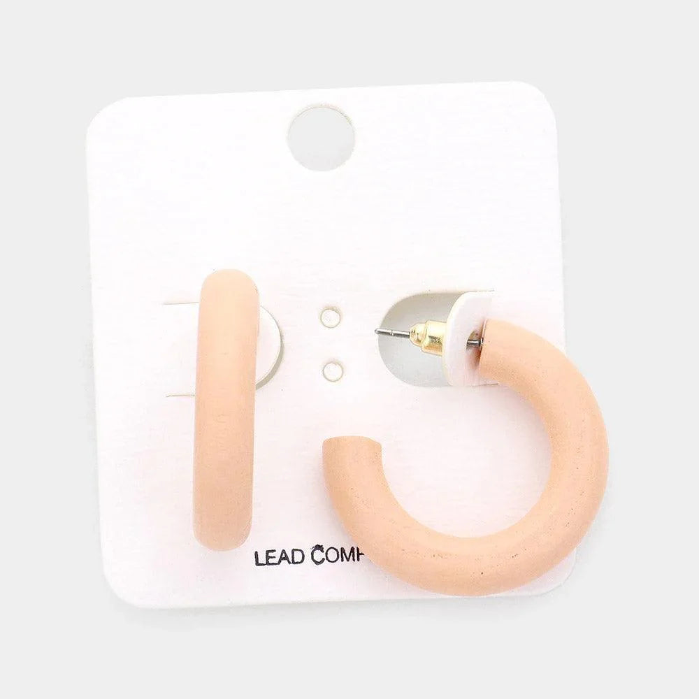 Pink Wood Hoop Earrings - Jewelry Store by Erik Rayo