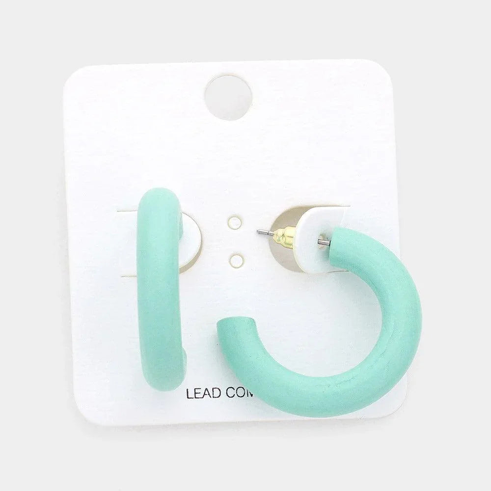 Turquoise Wood Hoop Earrings - Jewelry Store by Erik Rayo