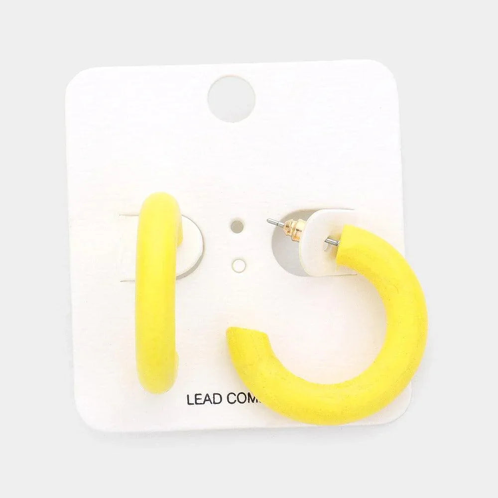 Yellow Wood Hoop Earrings - Jewelry Store by Erik Rayo