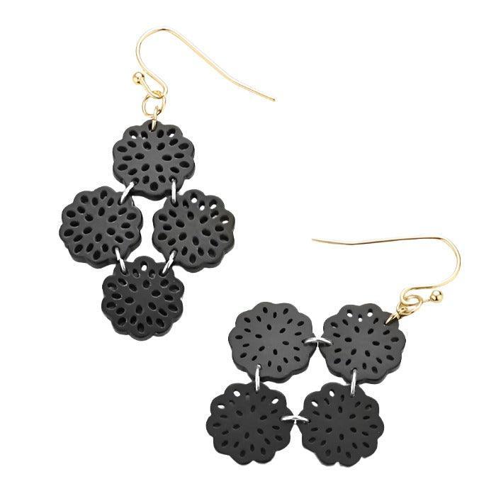 Black Celluloid tortoise link earrings