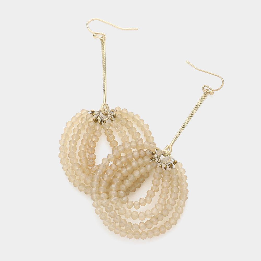Cream Faceted Beaded Dangle Earrings - Jewelry Store by Erik Rayo