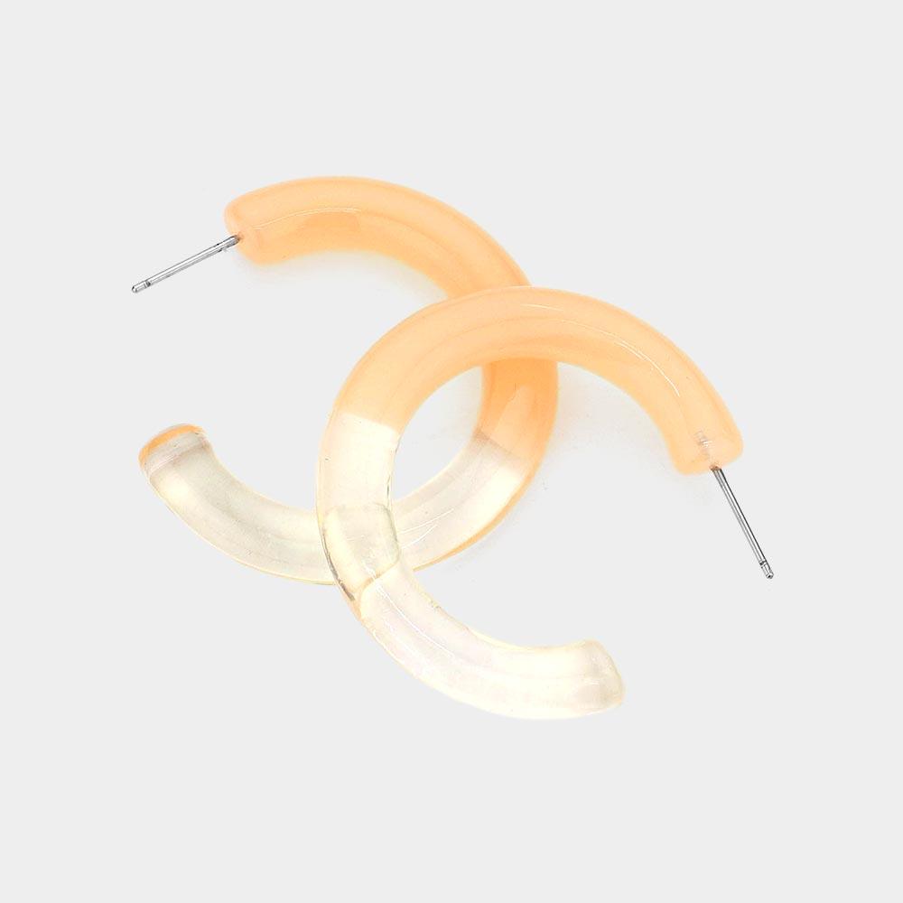 Peach Acetate Hoop Earrings