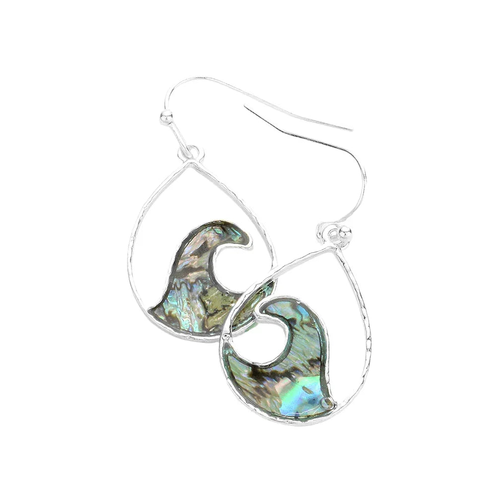 Abalone Wave Teardrop Dangle Earrings - Jewelry Store by Erik Rayo