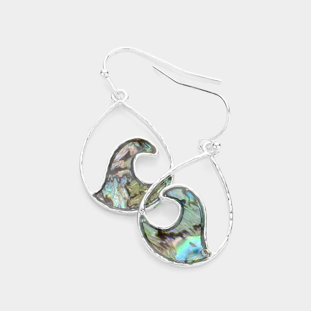Abalone Wave Teardrop Dangle Earrings - Jewelry Store by Erik Rayo