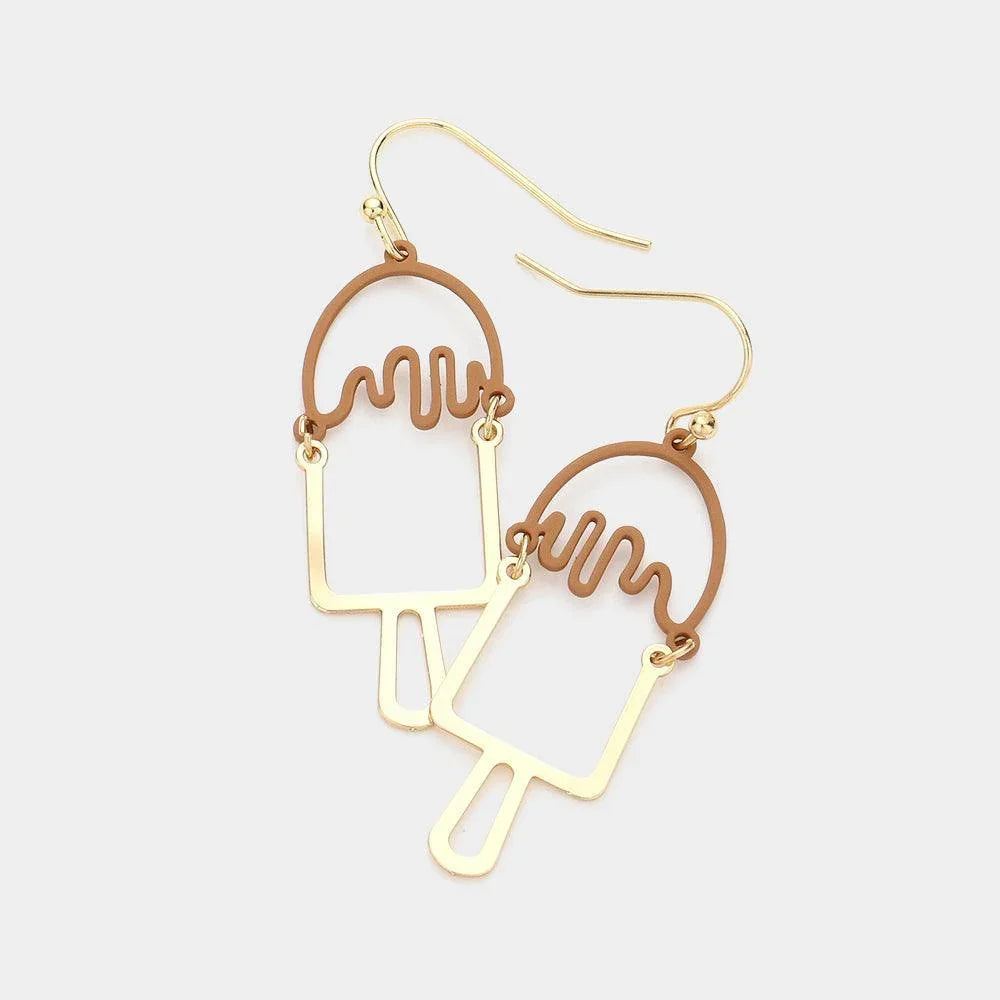 Brown Popsicle Dangle Earrings - Jewelry Store by Erik Rayo