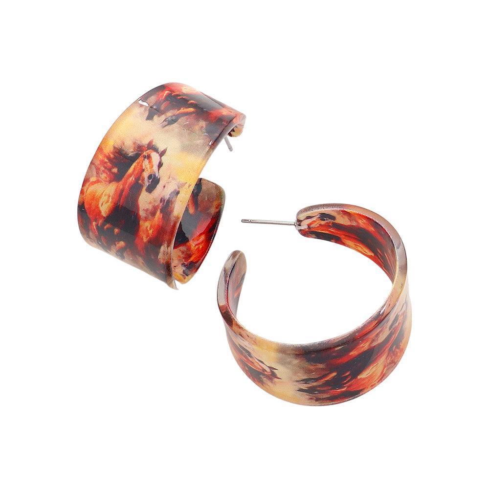 Silver Abstract Printed Acrylic Hoop Earrings - Jewelry Store by Erik Rayo