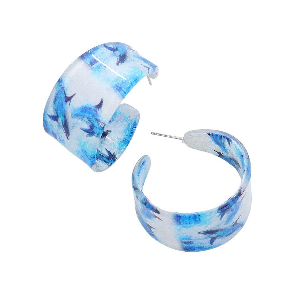 Silver Butterfly Printed Acrylic Hoop Earrings - Jewelry Store by Erik Rayo