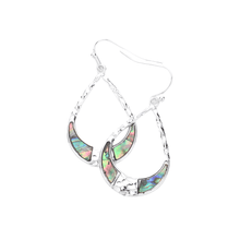 Load image into Gallery viewer, Silver Antique Metal Abalone Open Teardrop Dangle Earrings
