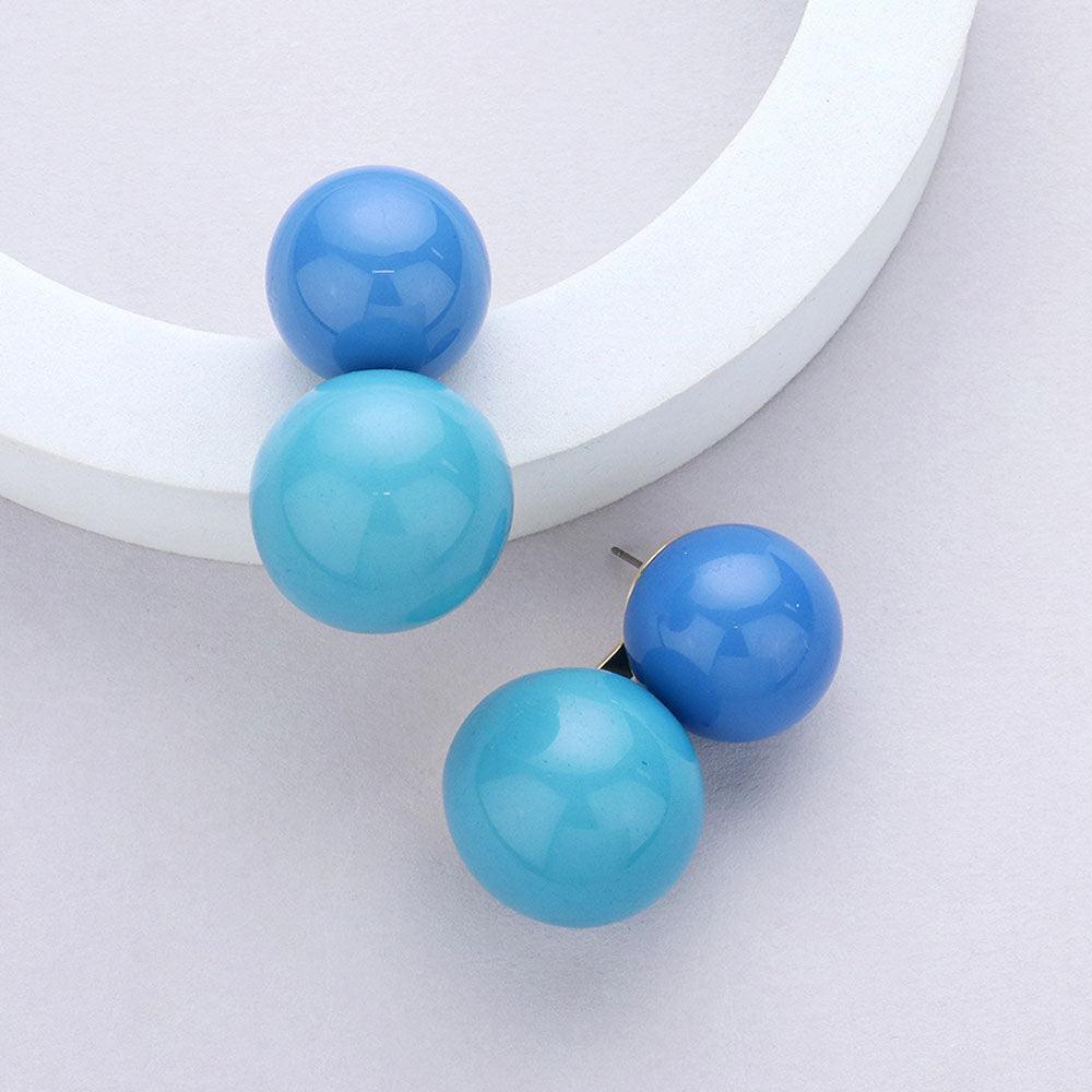 Blue Double Resin Ball Earrings - Jewelry Store by Erik Rayo
