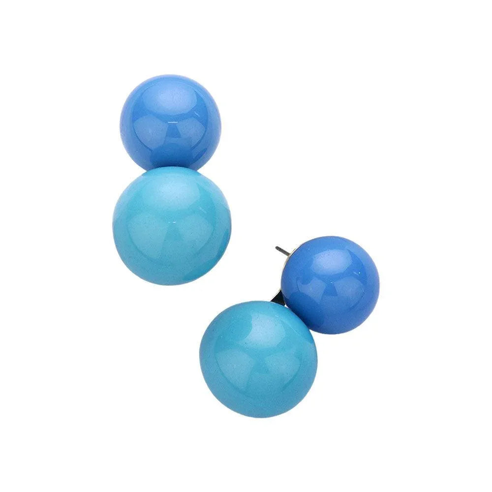 Blue Double Resin Ball Earrings - Jewelry Store by Erik Rayo