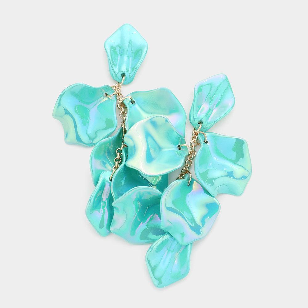 Turquoise Petal Cluster Vine Link Dangle Earrings - Jewelry Store by Erik Rayo