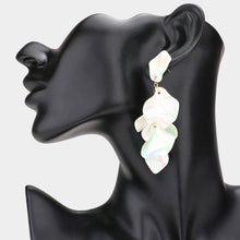 Load image into Gallery viewer, White Petal Cluster Vine Link Dangle Earrings
