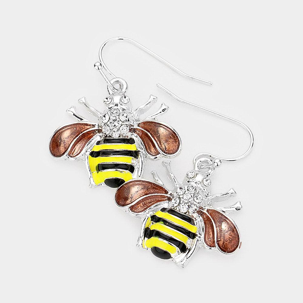 Yellow Bumble Bee Dangle Earrings