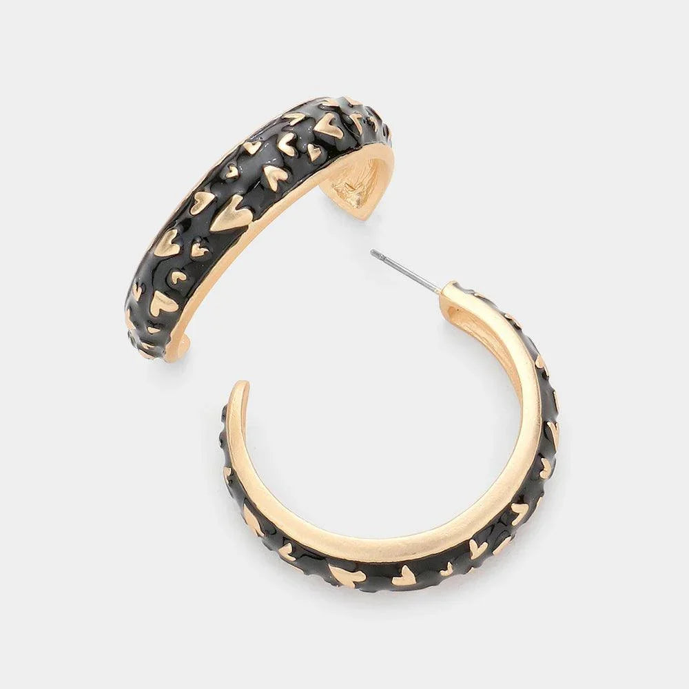 Black Star Accented Enamel Half Earrings - Jewelry Store by Erik Rayo