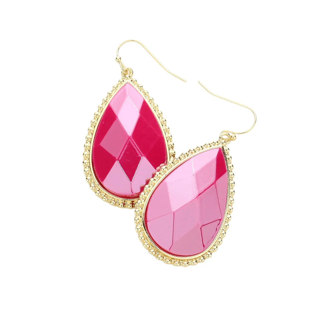 Fuchsia Teardrop Dangle Earrings - Jewelry Store by Erik Rayo