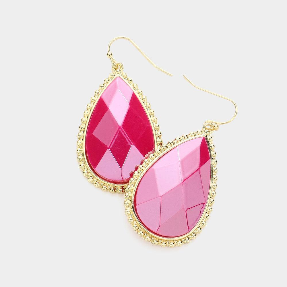 Fuchsia Teardrop Dangle Earrings - Jewelry Store by Erik Rayo